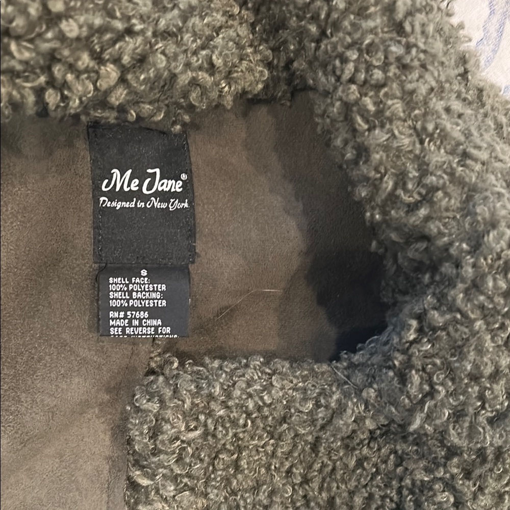 Me Jane Olive Teddy Faux-Shearling Coat